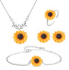 Accessory, necklace solar-powered, earrings, ring, bracelet, set, European style, flowered, 4 piece set, wholesale