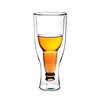 Double -layer glass beer glass hand -blowing heat -resistant glass, happy flip beer glass creative bar cup