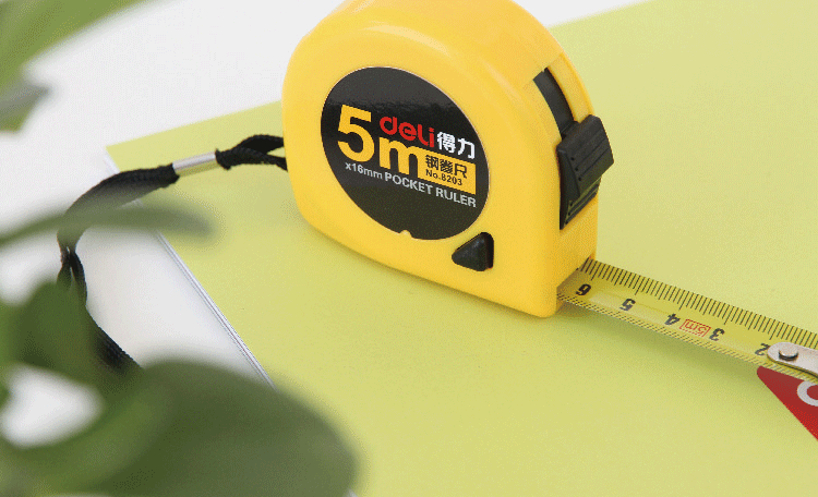 得力5m米钢卷尺8203 实用尺子 绘图制图卷尺工具抗摔耐用卷尺钢尺
