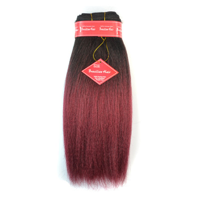 Africa Best Sellers fluffy True hair Straight hair Hair Extension black Gradient Red wine 12 inch 1BT118# YAKI