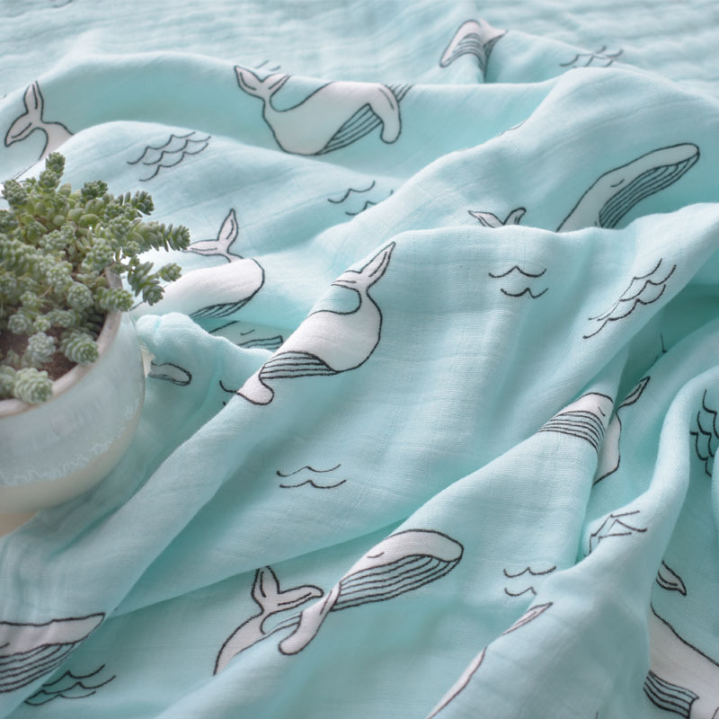 母嬰用品 四層紗布包巾嬰兒抱被多功能兒童浴巾推車毯竹纖維蓋毯