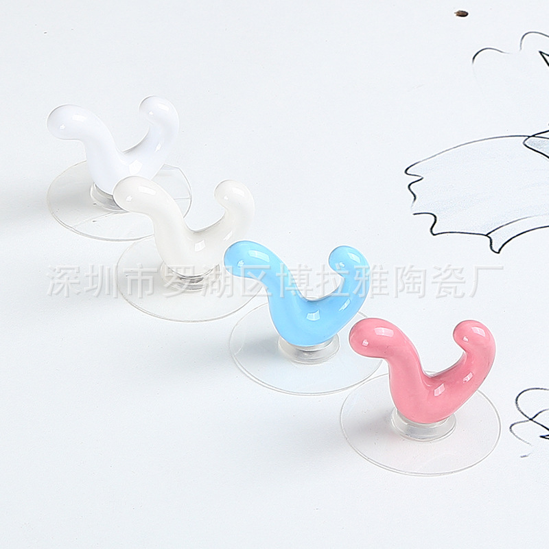 创意陶瓷衣帽钩简现代免打孔墙壁装饰挂钩卧室门厅挂衣钩壁挂衣架|ru