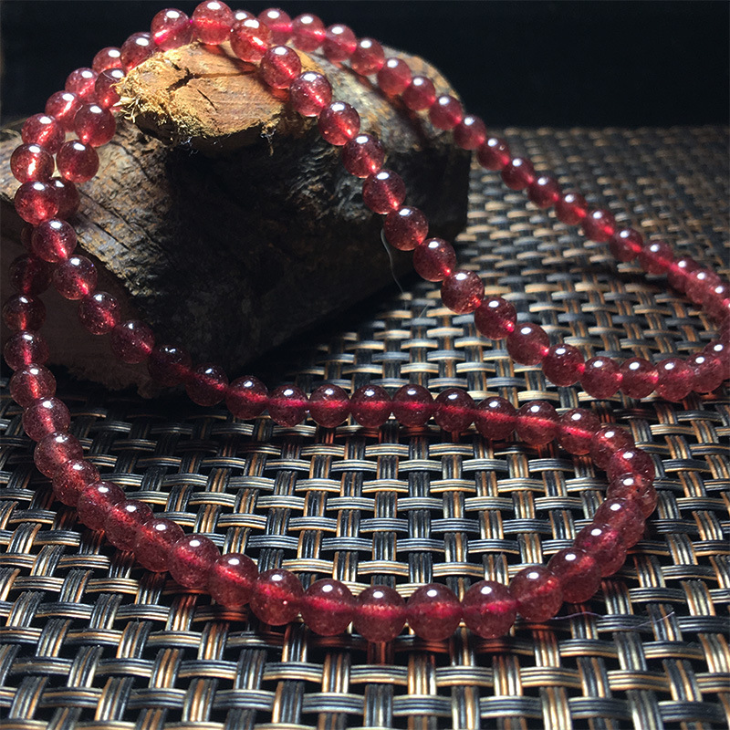 草莓晶鸽子红三圈手链7A