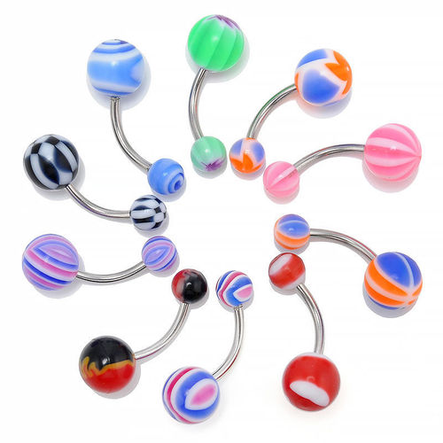 Eurasian Cross-border Acrylic Navel Ring Mixed Color Navel Ring Navel Pin Body Piercing Jewelry AliExpress