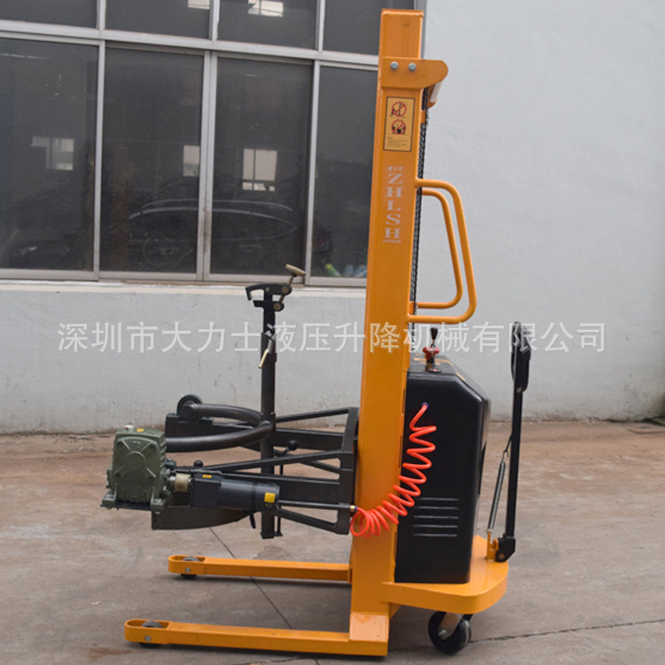 双门架半电动油桶堆高车 电动油桶翻转车 半电动倒桶车