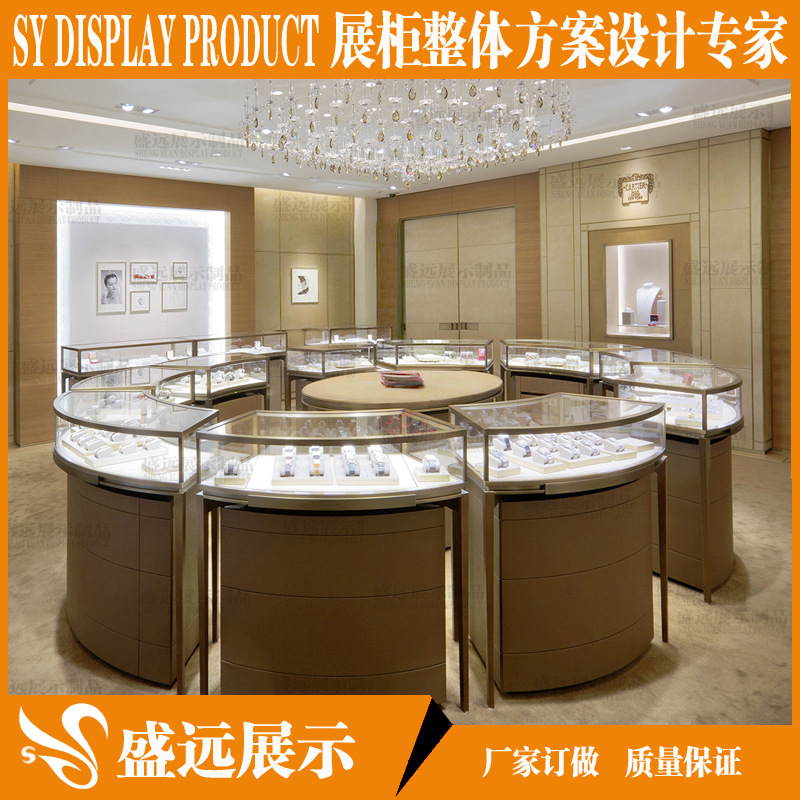 展柜定做黄金珠宝展示柜台 不锈钢珠宝展柜 圆形珠宝展示柜台