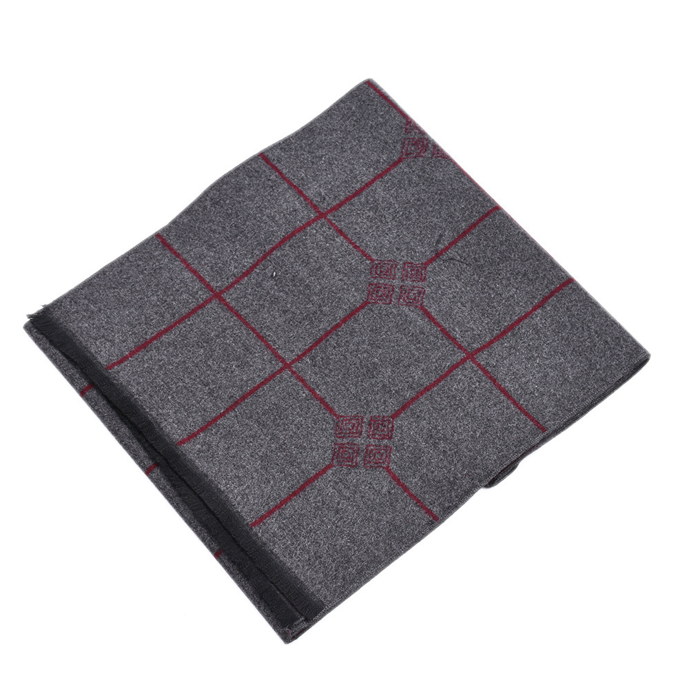 Long Brushed Checkered Neck Scarf For Men, Warm Winter Accessory_voghion.com