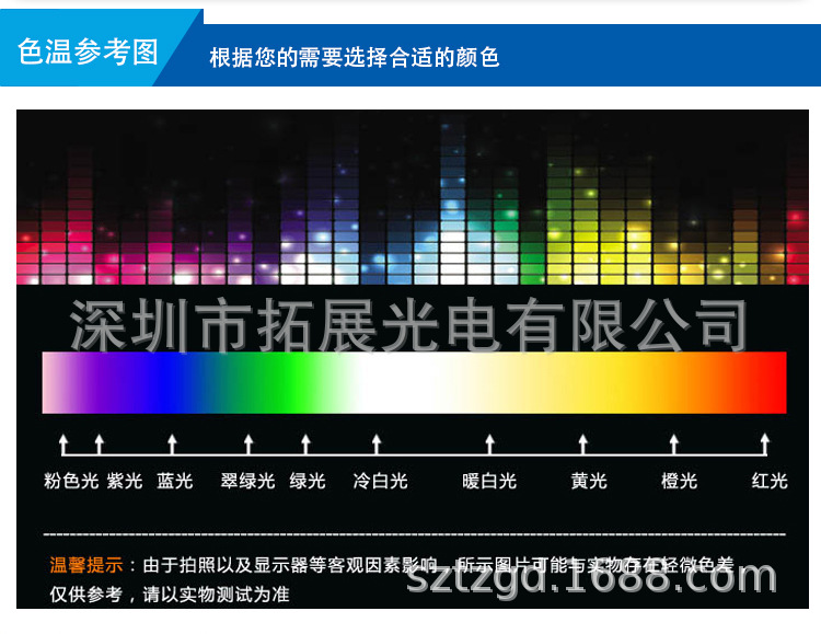 5mm红发红雾状短脚led直插灯珠色温参考图