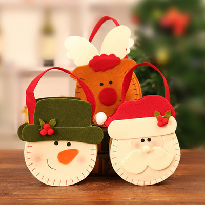 圣诞老人麋鹿雪人Q版苹果袋 礼物袋手提袋成人儿童小朋友一件代发