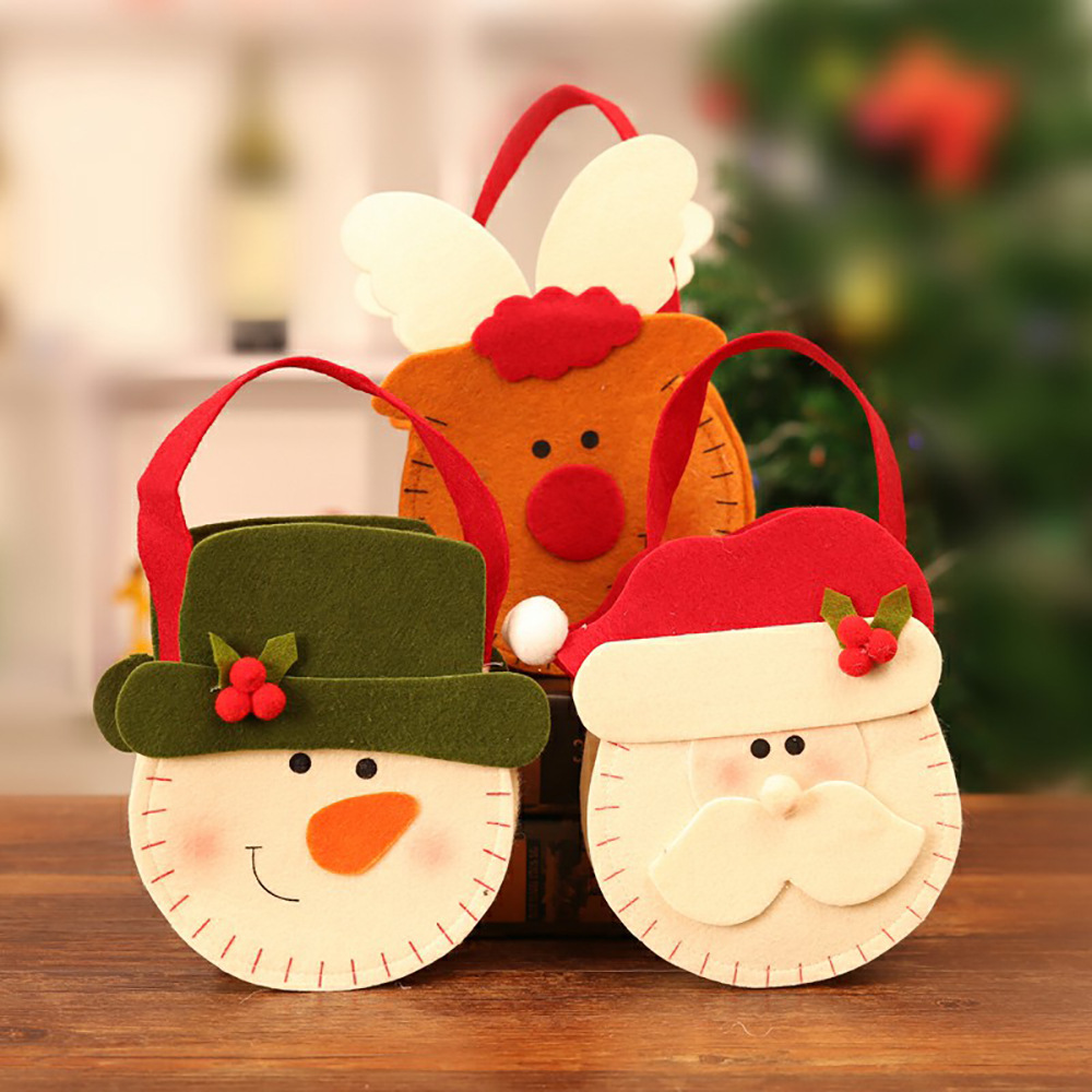 圣诞老人麋鹿雪人Q版苹果袋 礼物袋手提袋成人儿童小朋友一件代发