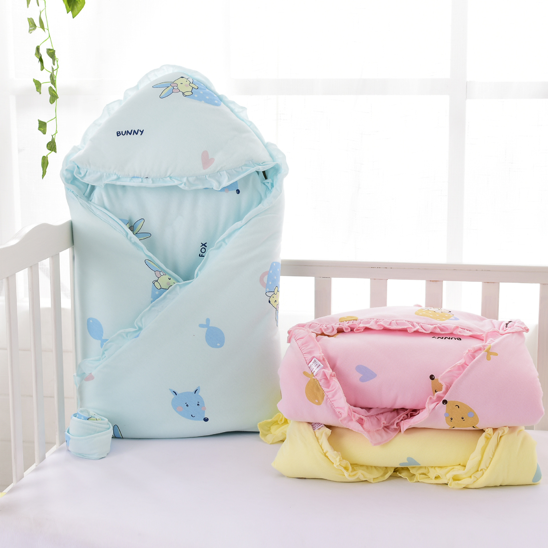 新生婴幼儿宝宝抱被毯包巾夹棉厚柔软秋冬季新款卡通初生厂家|ms