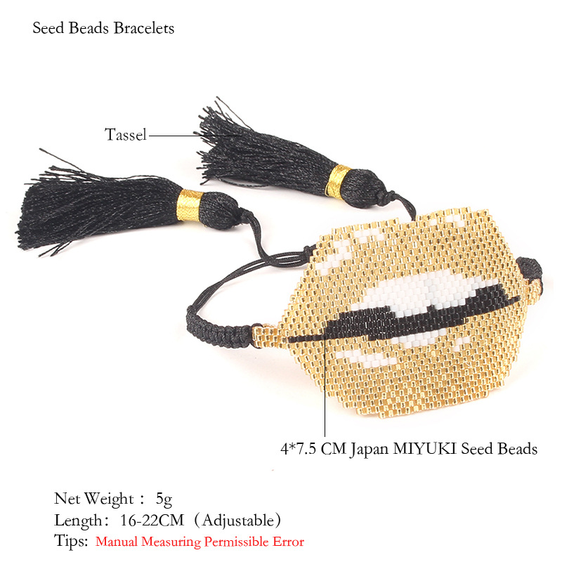 European And American Lips Tassel Bracelet Miyuki Beads Hand-woven Mouth Bracelet display picture 21