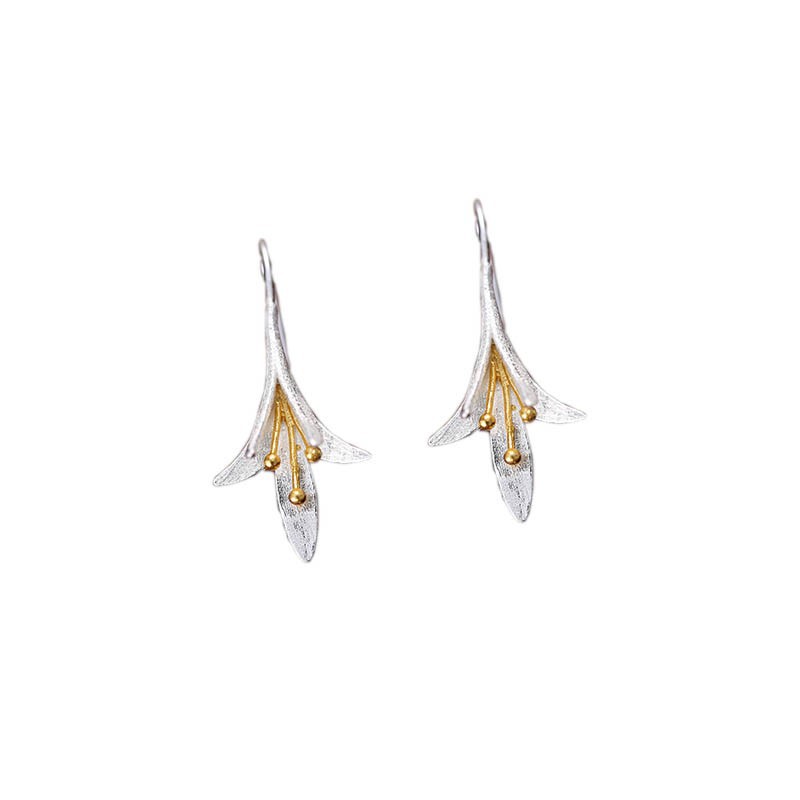 Pendientes de plata esterlina s925 pendientes Tailandia artesanía moda elegante flor pendientes de plata esterlina joyería de plata al por mayor