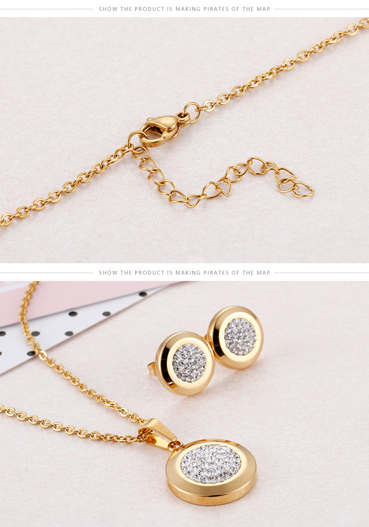 Titanium steel sticky diamond necklace earrings set wholesale