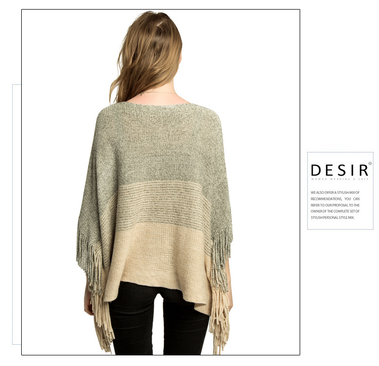 大码女士针织套头衫 跨境热销斗篷披肩 poncho