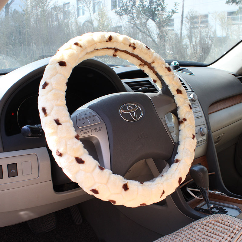 防凍毛絨方向盤套 斑點毛絨水立方毛絨把套 38號方向盤套R-5004