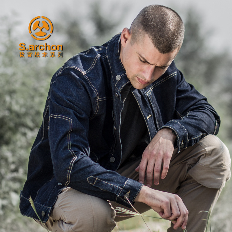 秋季城市通勤教官骑士战术牛仔褂男薄款特种兵多口袋登山夹克外套|ms