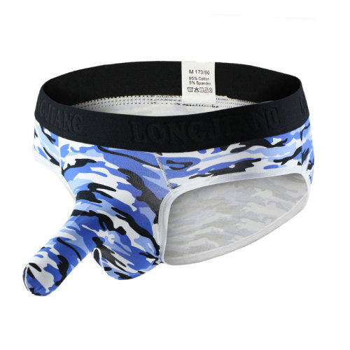 Bullet separation underwear men's briefs cotton camouflage sexy youth pants elephant underwear U convex bag trend 449