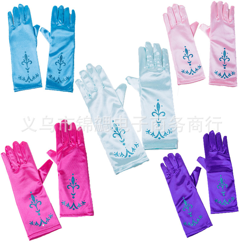 2 pairs girls kids stage performance halloween party Princess show long gloves elsa cosplay long gloves children flower girls birthday gift dress gloves 