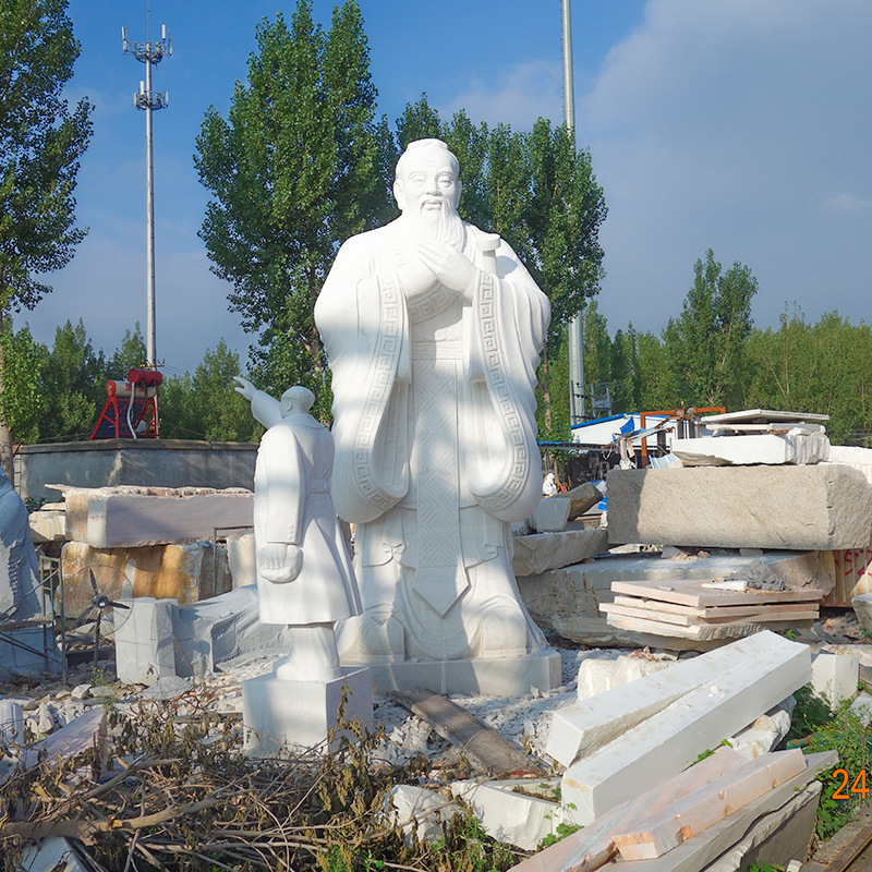 Quyang stone carving Manufactor supply stone carving celebrity Statue White marble Confucius Sculpture Confucius Statue on Campus