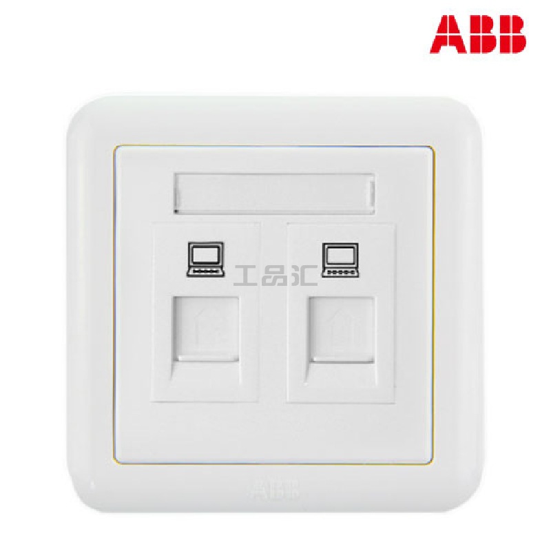 ABB 开关插座 德静系列/白色/二位八芯电脑插座；AJ332