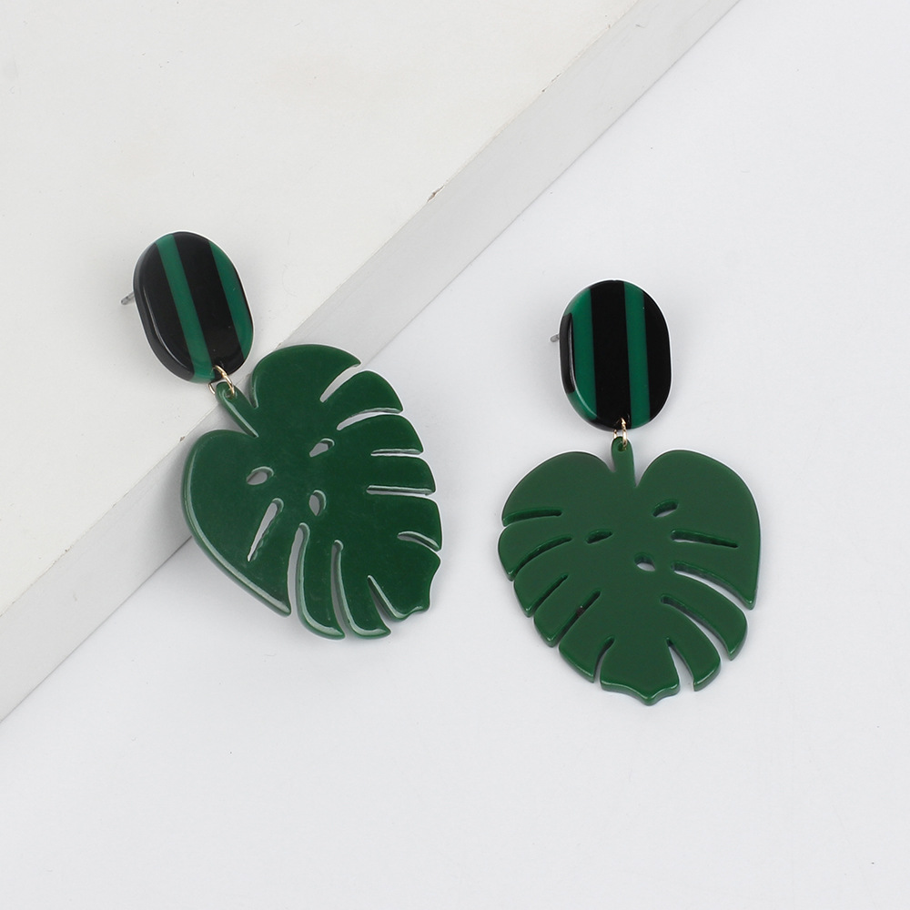 Boucles D&#39;oreilles Feuilles Vertes Boucles D&#39;oreilles Style Rétro Feuille Acrylique display picture 11