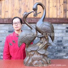 宇卓铜器纯铜双鹤 黄铜双鹤 铜鹤 铜仙鹤 双鹤迎门工艺品摆件