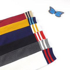 Stacked socks for women, autumn and winter, Korean daily style, mid-calf socks, college style, two-color striped long socks, short boots socks, over-the-knee socks