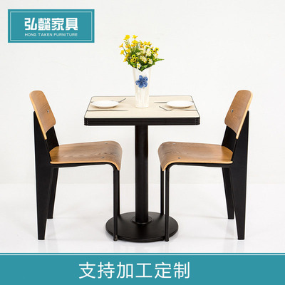 简约奶茶店食堂餐桌椅 休闲吧甜品店咖啡厅桌椅 实木小方休闲桌椅