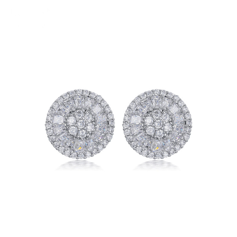 1 Paire Style Classique Fleur Incruster Le Cuivre Pierres Précieuses Artificielles Boucles D'oreilles display picture 1