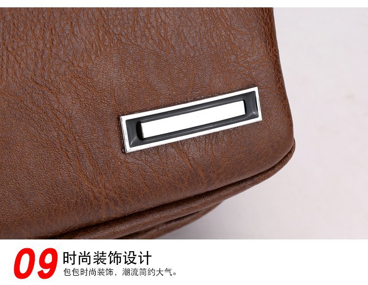 Cross -border explosion USB men's chest bag portable charging casual mesengers outdoor sports PU chest bag