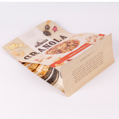 定制腰果牛皮纸袋铝箔八边封零食袋坚果炒货拉链自封方底袋彩印