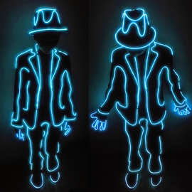 MJ荧光舞表演服道具LED发光衣激光舞蹈电光舞演出迈克逊抖音街舞