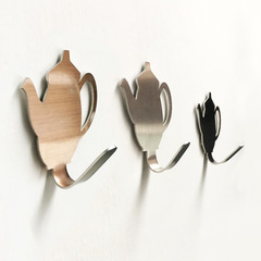 家居雜貨 英式茶壺不鏽鋼掛鈎 浴室免打孔掛衣架掛衣帽鈎