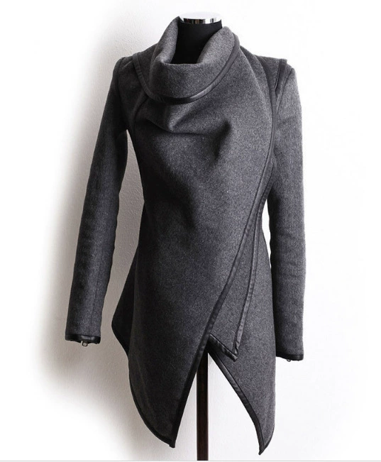 Women's Autumn Long-Sleeve Trench Coat, Woolen Korean Style, Plus Size  S–3XL