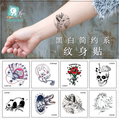 Factory Waterproof Fresh Style Tattoo Sticker Plain Color Black and White Simple Minimalist Temporary Tattoo Decal