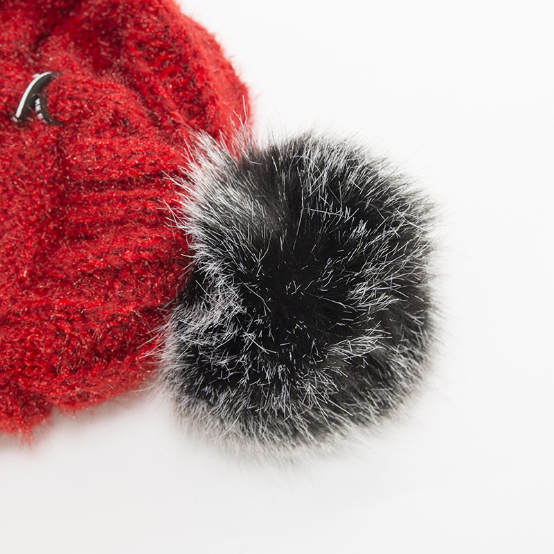 Autunno e inverno edizione coreana nuovo cappello Bailey in lana legato con lingua d'anatra in caldo velluto lavorato a maglia da donna_voghion.com