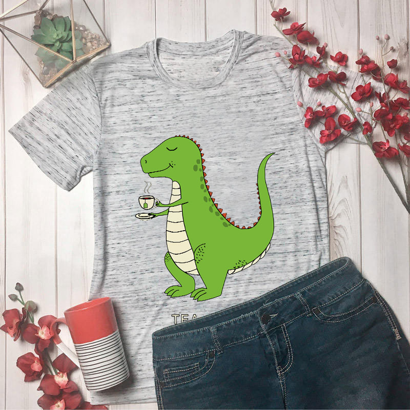 dinosaur print round neck short sleeve t-shirt  NSSN18961