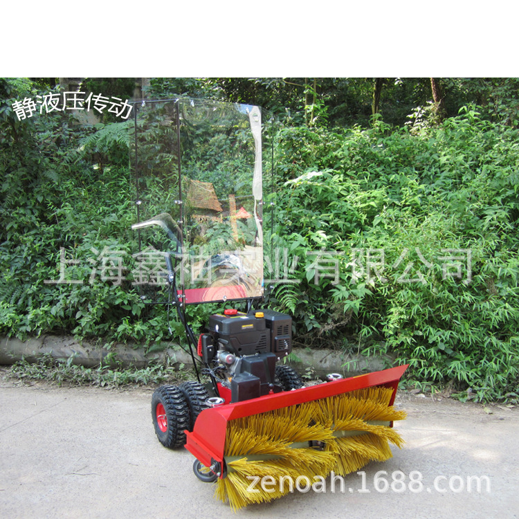 捍绿1米手推式滚刷扫雪机L0152XD-5道路清雪机除雪机燃油抛雪机