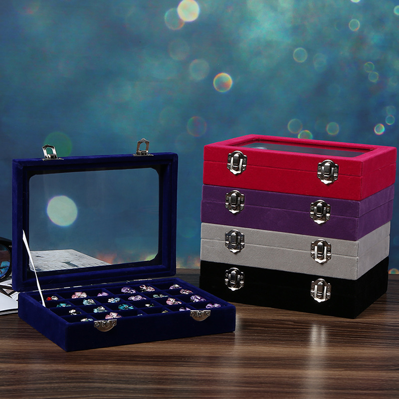 24格珠宝盒现货批发 戒指耳钉首饰收纳盒 带盖项链手链饰品展示盒