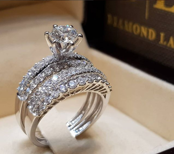 27g Weight Zircon Inlay Material Rings Classification Luxurious Romantic Shiny Flower Alloy Plating Inlay Zircon Women's Rings