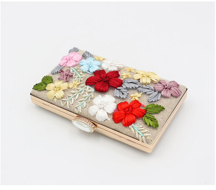 Women's Small Polyester Flower Vintage Style Classic Style Square Buckle Shoulder Bag Clutch Bag Evening Bag display picture 3