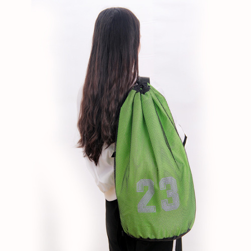 Basketball bag basketball bag training bag mesh bag net bag double shoulder backpack soccer bag drawstring pocket fitness sports storage bag