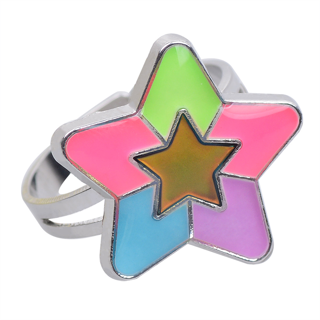 50g Weight Artificial Gemstones Inlay Material Birthday Occasion Alloy Material Heart Pattern Women'S Gender Plating Design Fashion Style Simple Peach Heart Love Butterfly Moon Color Changing Ring 12