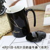 Black zodiac signs, ceramics, coffee cup for beloved with glass