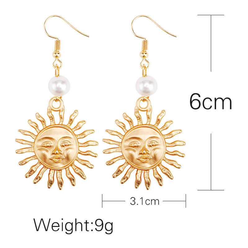 Exclusif Pour Croix-frontière Personnalité Perle Soleil Fleur Oreille Goujons Boucles D'oreilles De Bande Dessinée Ohisama Smiley Visage Oreille Puces D'oreilles Boucles D'oreilles display picture 2