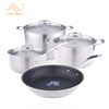 不锈钢加厚平底锅汤锅奶锅火锅4件套锅不粘锅具组合电磁炉通用|ms