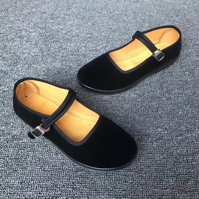 2018春季經典款中老年鞋 黑壹代平絨女鞋 老婆女式休閑搭扣媽媽鞋