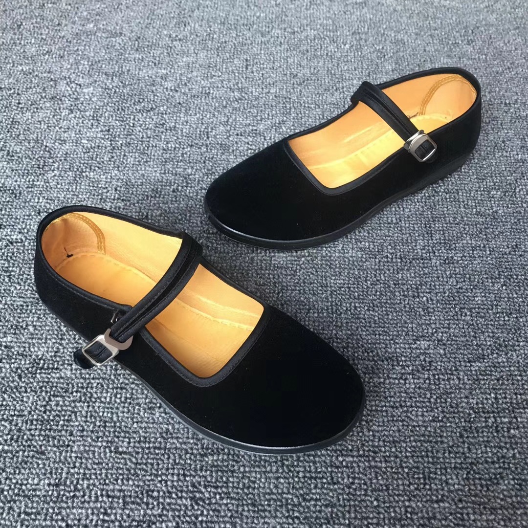 2018春季經典款中老年鞋 黑壹代平絨女鞋 老婆女式休閑搭扣媽媽鞋