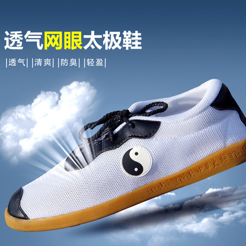 Tai chi shoes for women and men Wudang Tai shoes soft leather martial arts shoes Taiquan shoes men's breathable mesh training shoes